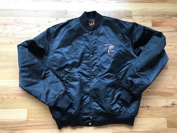 Vintage Black Satin Bomber Jacket