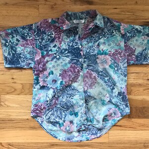 Vintage Short-Sleeve Floral Blouse