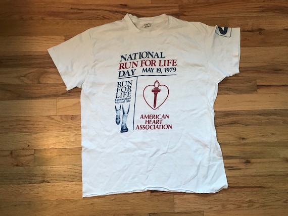 Vintage Cropped 1979 National Run For Life T-shirt - image 1