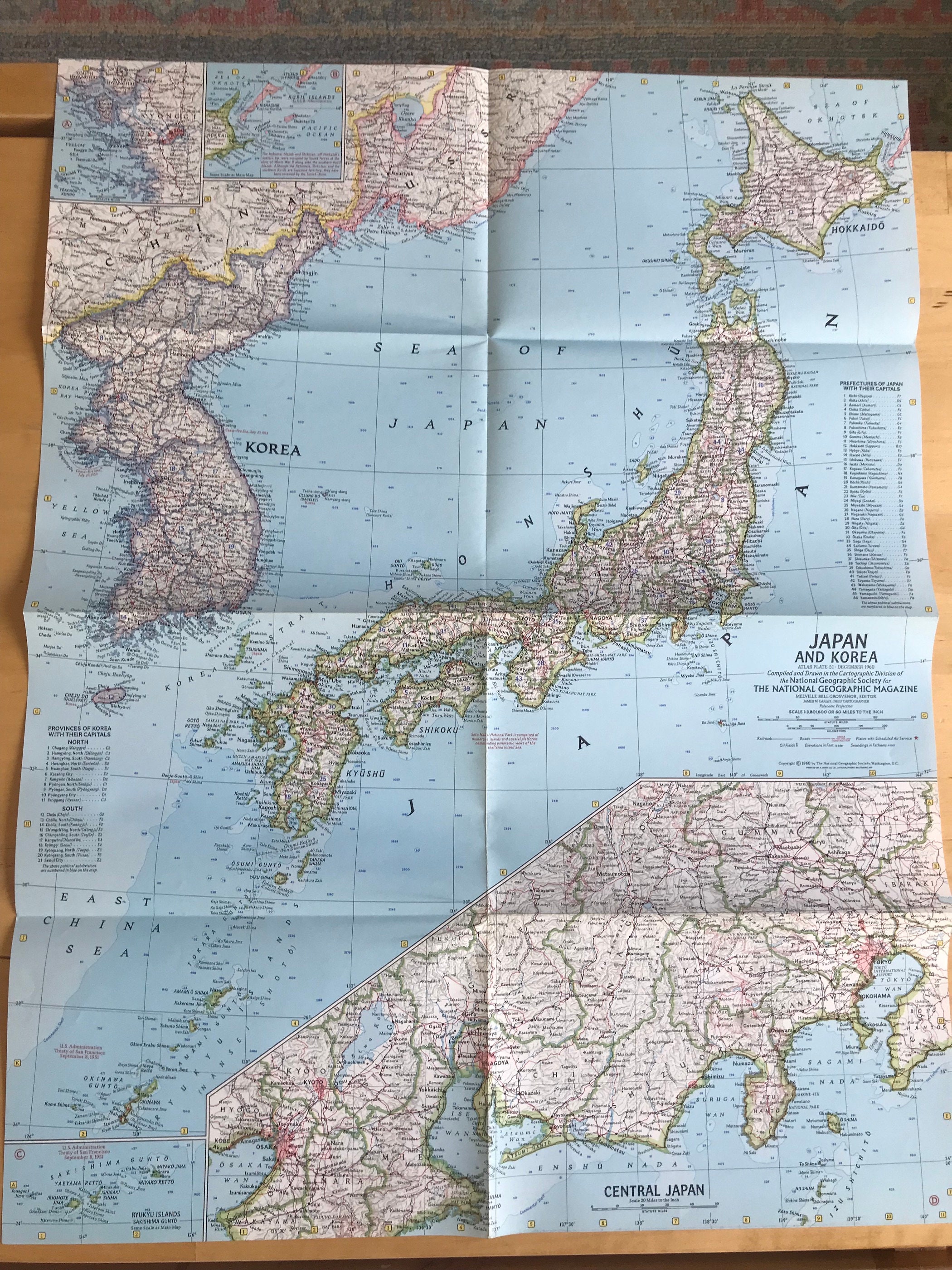 National Geographic Map Japan and Korea Etsy