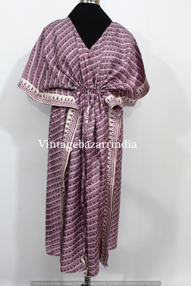 vintage silk sari kaftan beautiful floral print caftan robe women/'S Night Wear Dress long bathrobe