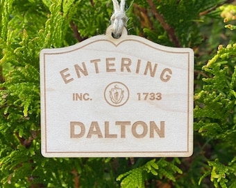 Massachusetts Town Sign Ornament – Custom Wooden Hometown Personalized Christmas Gift