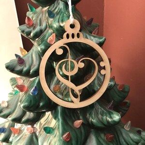 Handmade Custom Laser Engraved/Cut Treble Clef Bass Clef Christmas Holiday Ornaments Ball Bauble Music Teacher Gift