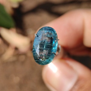 KYANITE Crystal - Rare Teal blue Kyanite Faceted Crystal - Kyanite loose cabochon - healing crystals - kyanite pendant, Green tint kyanite