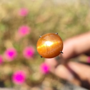 Star SUNSTONE Round Cabochon - High Grade Sunstone Cats eye crystal cabochon - Sparkling Rainbow sunstone cabochon with copper inclusions