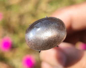 Star SUNSTONE Round Cabochon - High Grade Sunstone Cats eye crystal cabochon - Sparkling Rainbow sunstone cabochon with copper inclusions