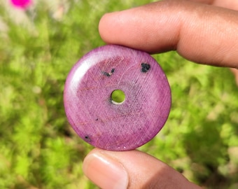 RUBY - Ruby gel crystal Tyre - ruby tyre pendant - ruby drilled cabochon - healing crystal - corundum crystal family