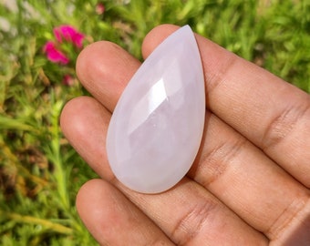Calcedonia rosa Piedra preciosa suelta en forma de pera facetada para la fabricación de joyas de bricolaje, calcedonia rosa, piedra de calcedonia limpia para los ojos