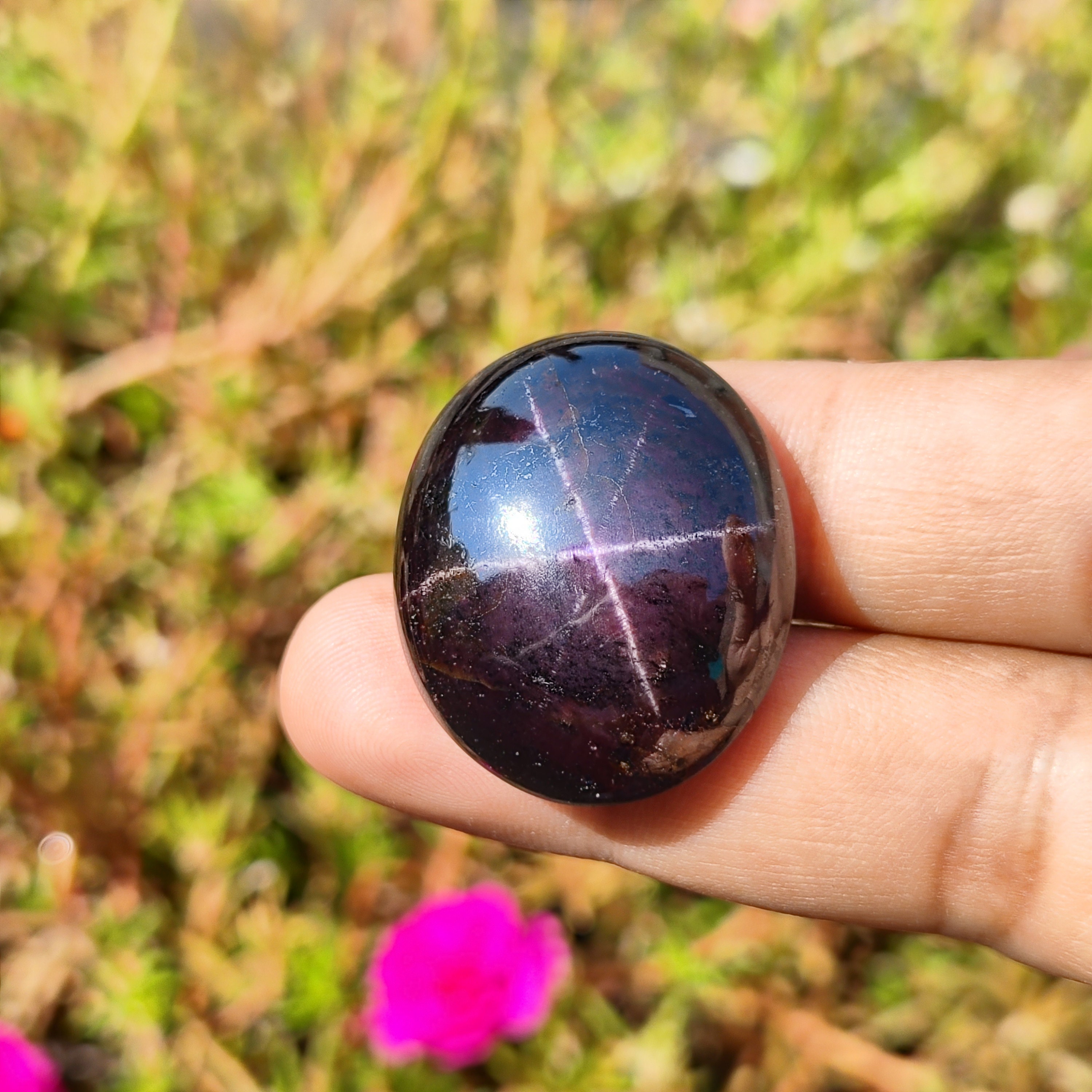 Star GARNET Cabochon - Sparkly Star Garnet Crystal Cabochon
