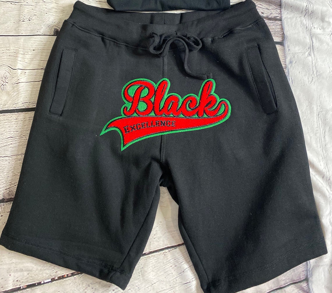 Black Excellence Chenille Patch Shorts Mens Etsy