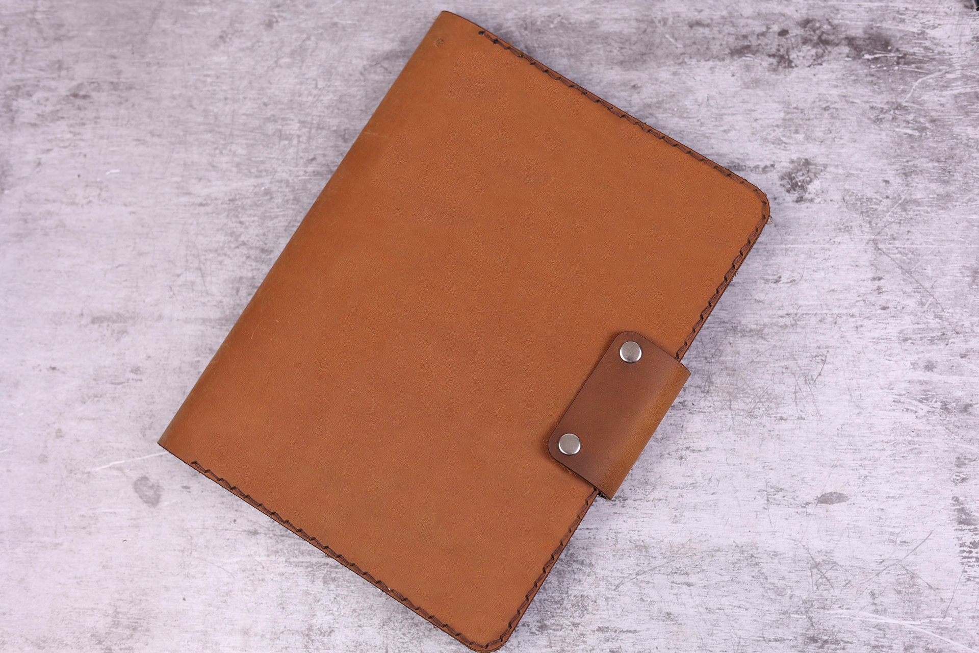 Custom Personalized Distressed Leather Cover Portfolio for RHODIA Pad No 16  A5 Size / 5.8x8.3/ With Pen Holder ,light Brown RH-2 