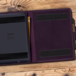 Funda de cuero personalizada hecha a mano para ONYX BOOX Tab X C Go 7, Air 4 C, con un bolsillo para teléfono para una experiencia mejorada con los libros electrónicos Boox.