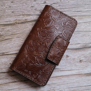 Monogram leer Galaxy A56 A16 5G A06 A15 5G A25 A05s A34 A14 A54 A14/A13/A52/A24/A55/A35 portemonnee hoesje reliëf leer bewerkt aangepast