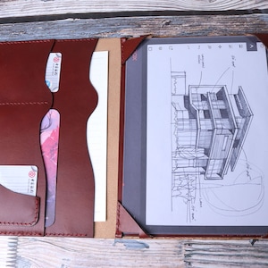 Funda artesanal para Boox Go 7 Tab X, C Note Air 4, C Go 10.3, Palma 2, estuche doble para bolígrafos, funda tipo folio, BOOX Go Color 7, piel auténtica color castaño 5TCGBX