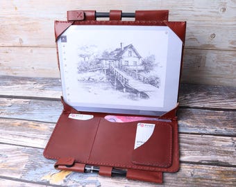 Handcrafted Fits Remarkable 2 Case Fits Remarkable 1 & for Remarkable Paper Pro Cover  Chestnut Leather with Double Pen caddy 5DQRE01