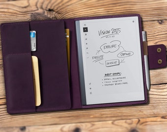 Handcrafted Leather Cover for Remarkable 2 and Remarkable Paper Pro MOVE,Featuring a Phone Pocket for an Enhanced Remarkable  5CSRE01