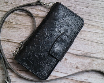 Correa de hombro para Galaxy Z Fold7, Z Fold Special, Z Fold6, Z Fold5 y Z Fold4, funda tipo cartera de piel repujada para mujer, hecha a mano, 5CGSZ01