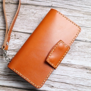 Wristlet Monogram Leather iPhone 16e 15 Pro Max/15 Plus/14 Pro Max 14 Plus 13 Pro Max/12 Pro Max 16 wallet case Customized  Personalization