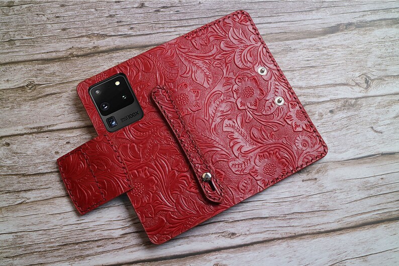 Samsung Galaxy S21 Ultra 5G Plus S20 FE5G,S20 Plus,S20 Ultra,S10,S10 Plus,S9Plus,S8Plus Wallet Case Embossed Leather Handtooled Men Women