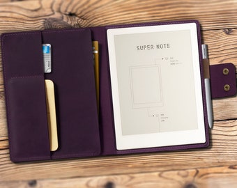 Handcrafted Leather Cover for Supernote A6 X2 Nomad A5 X A6 X,Featuring a Phone Pocket for an Enhanced Supernote E-Book Experience.