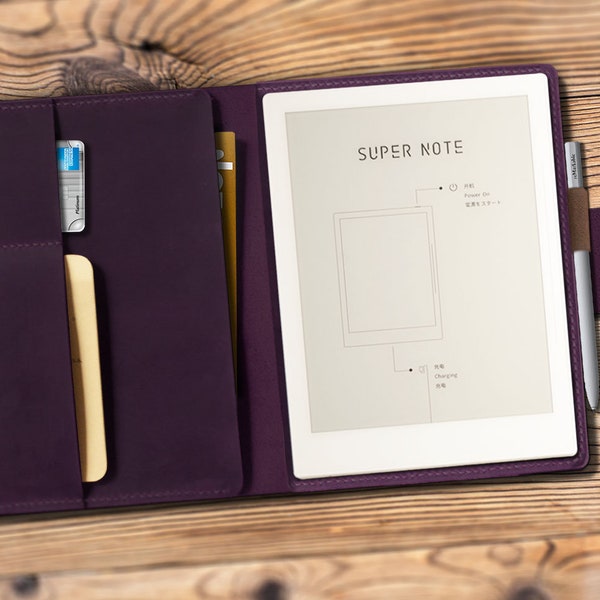 Handcrafted Leather Cover for Supernote A6 X2 Nomad A5 X A6 X,Featuring a Phone Pocket for an Enhanced Supernote E-Book Experience.