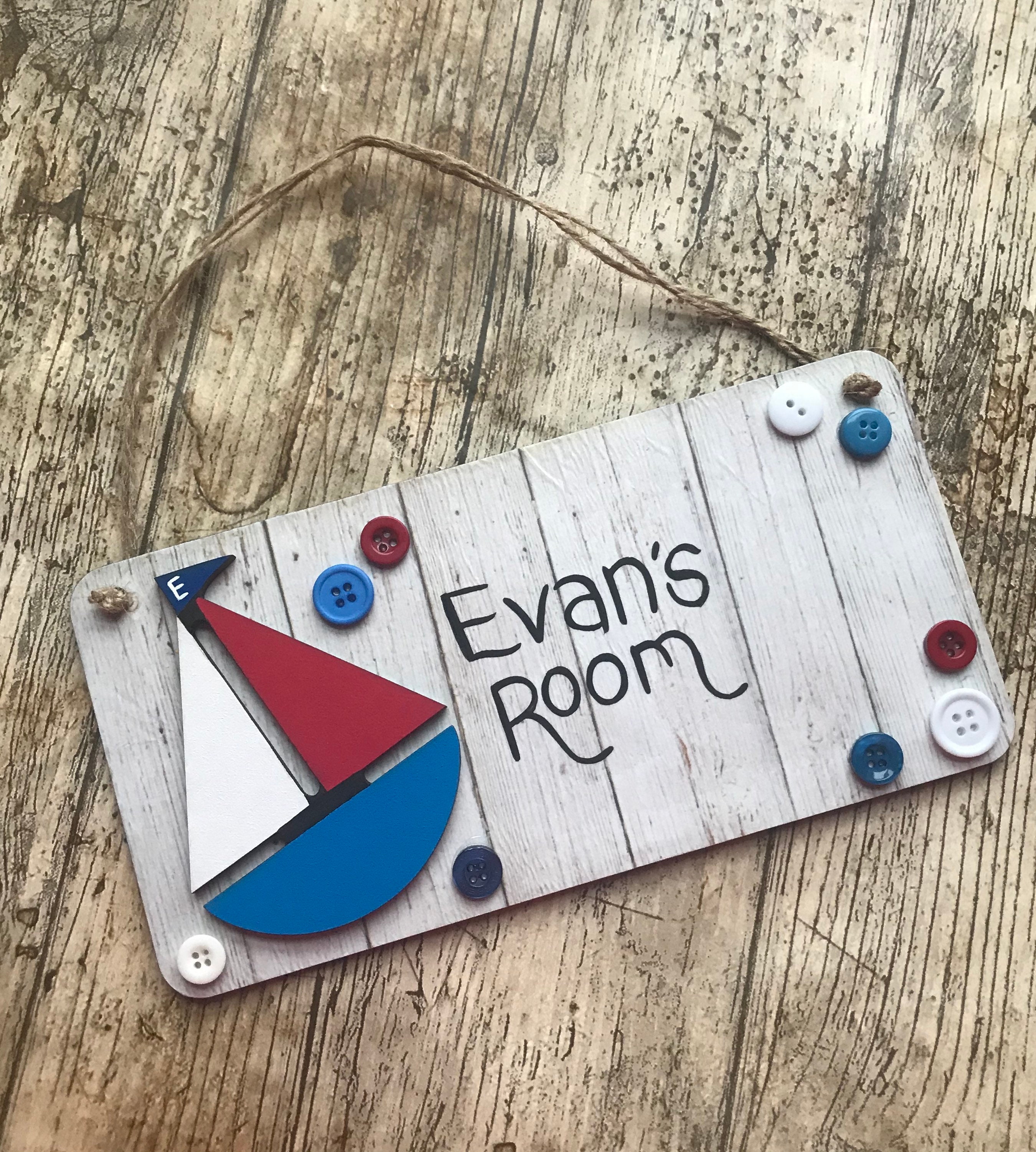 Nautical themed personalised name sign. Kids room decor with Etsy