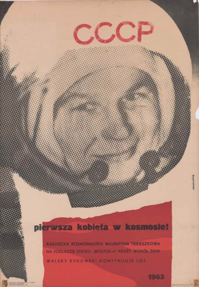 The first woman in space in 1963 Soviet cosmonaut Valentin apart from the ship Vostok-6 orbits the Earth Valerian Bykowski continues to fly