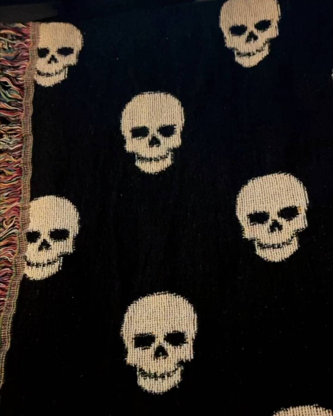 Skull Throw Blanket Black Skull Cotton Throw Woven Cotton Etsy
