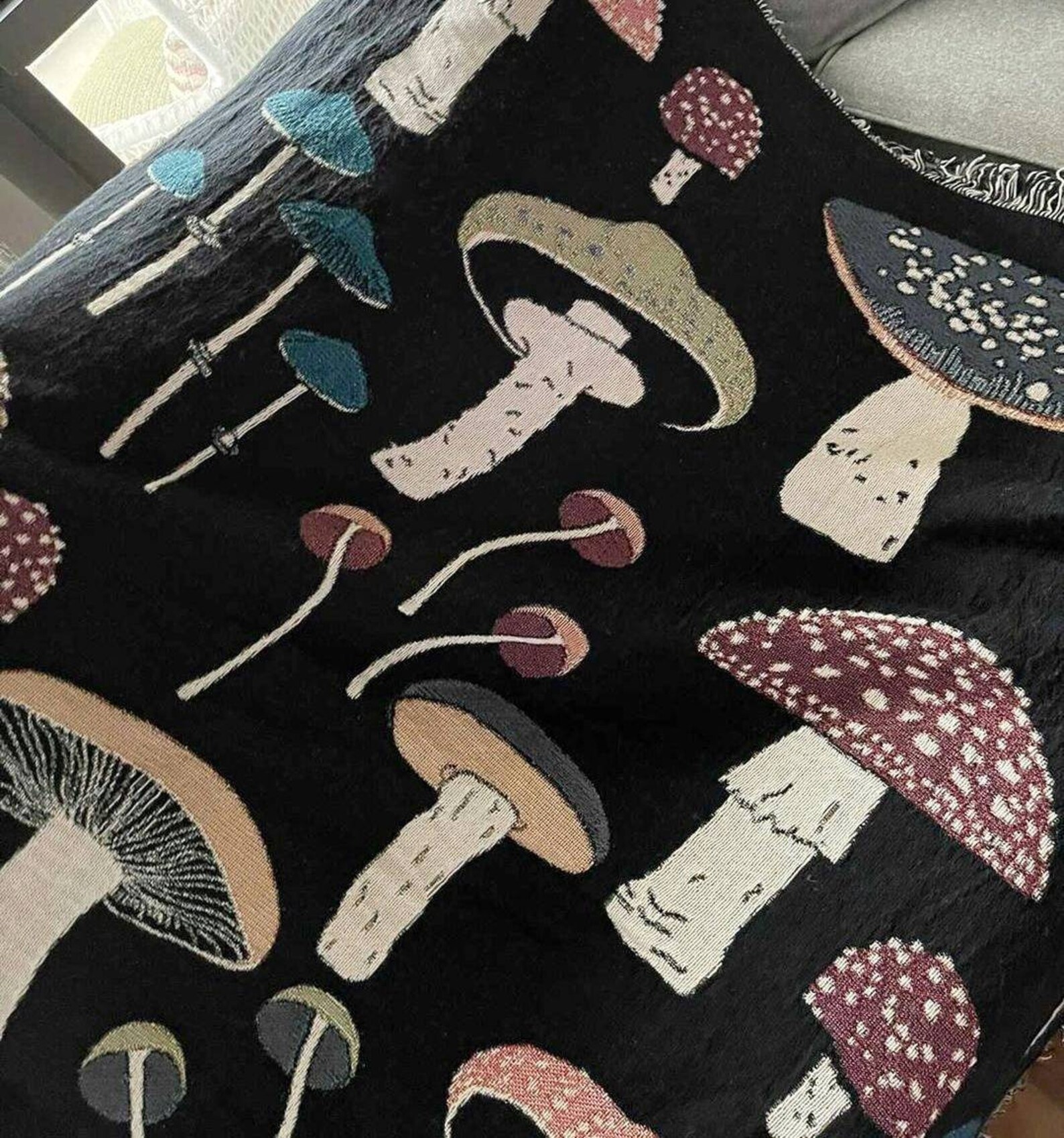 Mushroom Throw Blanket Mushroom Tapestry Mushroom Blankets Etsy