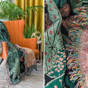 Plant Mom Gift | Plant Lover Gift | Gift For Wife Mother'S Day | Botanical Mothers Day Gift | Green Large Blanket | Tropical Throw Blanket image 2