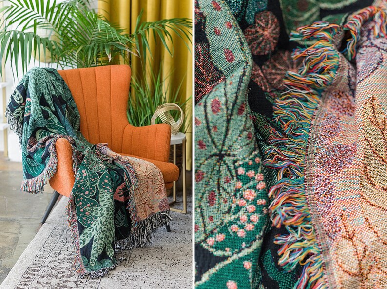 Plant Mom Gift | Plant Lover Gift | Gift For Wife Mother'S Day | Botanical Mothers Day Gift | Green Large Blanket | Tropical Throw Blanket image 2