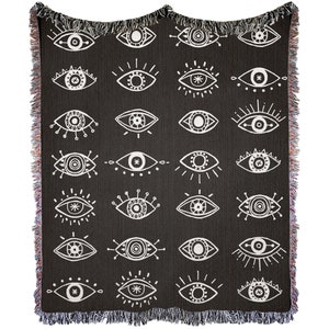 Evil Eye Throw Blanket | Evil Eye Tapestry | Eye Blanket, Evil Eye Bedding, Hippie Eye Tapestry, Magic Eye Throw, Evil Eye Art Blanket Woven