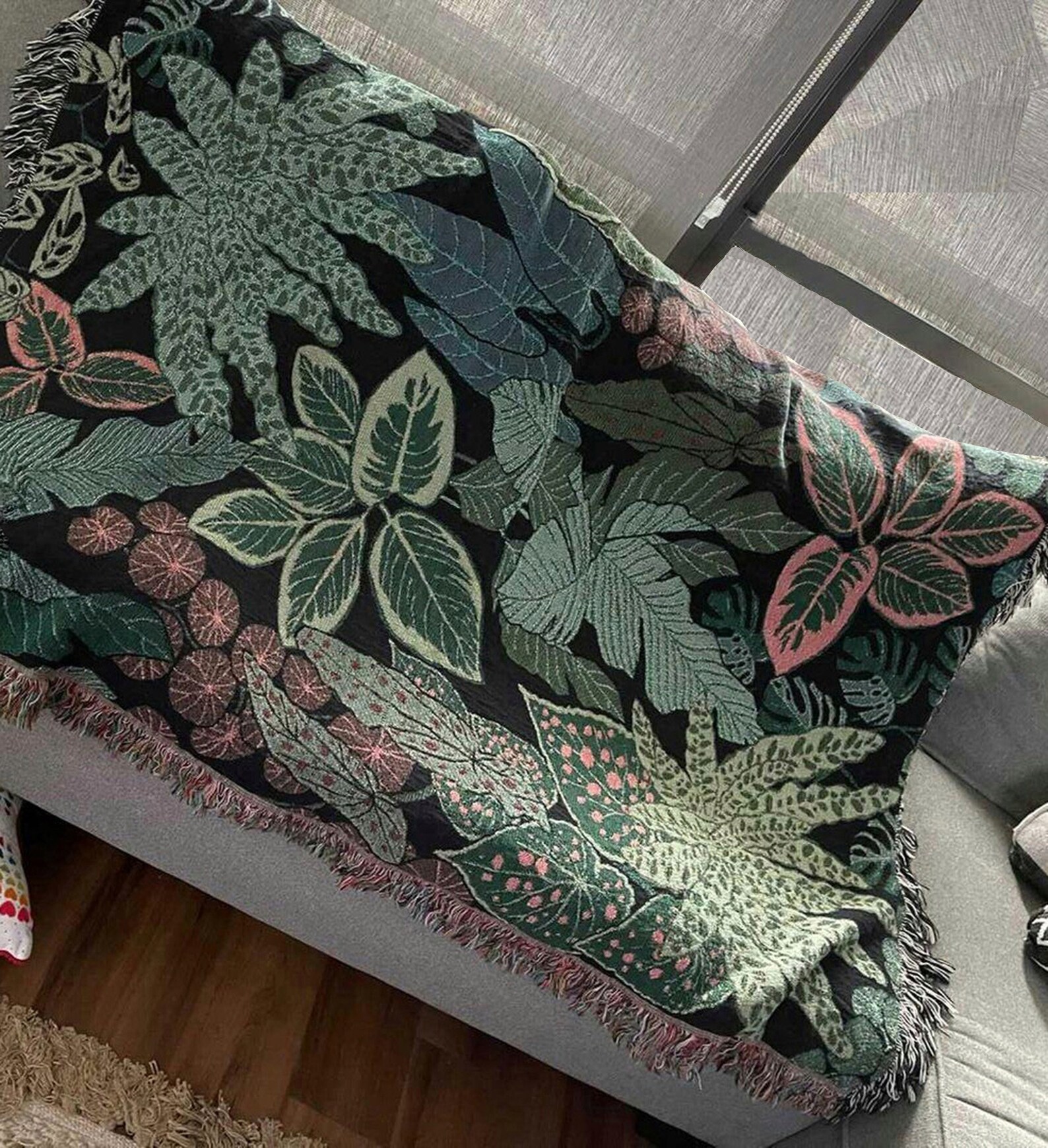 Botanical Throw Blanket Botanical Tapestry Plants Blanket Etsy