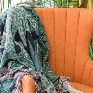 Botanical Throw Blanket, Botanical Tapestry, Plants Blanket, Leaves ...