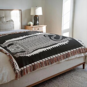 Tiger Tapestry: Black & White Cotton Woven Wall Hanging image 2