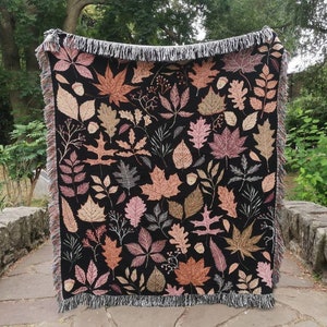 Fall Woven Blanket | Autumn Leaves Tapestry | Fall Decor| Fall Colors Home Decor | Warm Throw Blanket | Autumn Home Decor