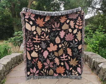 Fall Woven Blanket | Autumn Leaves Tapestry | Fall Decor| Fall Colors Home Decor | Warm Throw Blanket | Autumn Home Decor