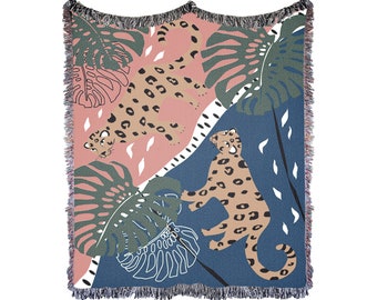 Leopard Woven Blanket: Abstract Animal Throw, Cotton Wall Tapestry