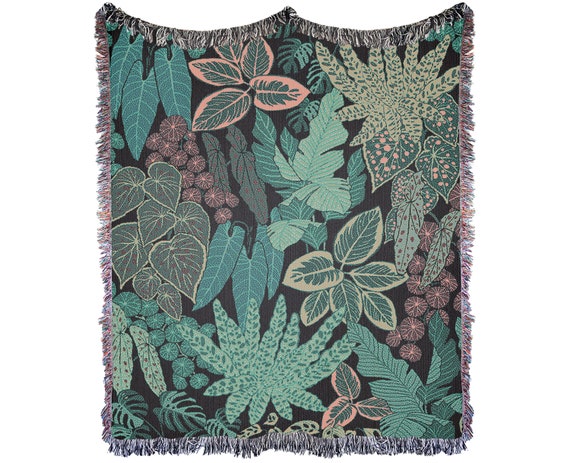 Botanical Throw Blanket, Botanical Tapestry, Plants Blanket