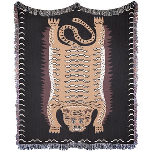 Tibetan Tiger Wall Hanging: Folk Home Decor, Tiger Aesthetic, Boho Housewarming Gift, Couch Blanket, Bed Blanket, Festival Blanket,