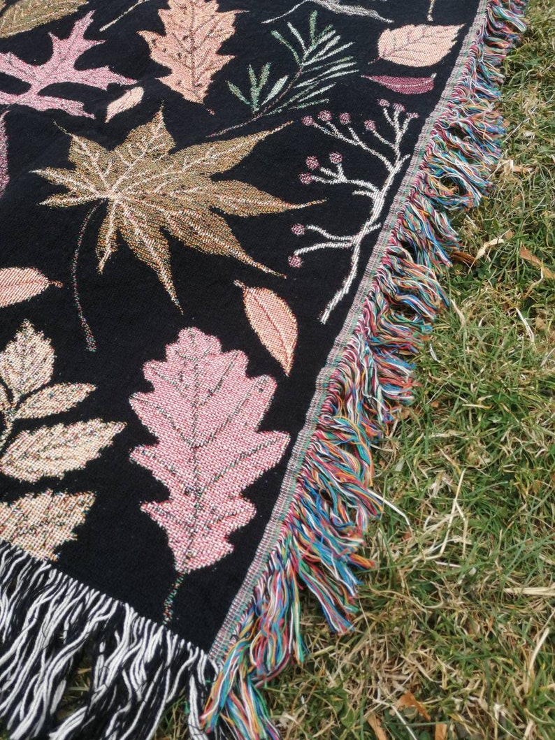 Fall Woven Blanket | Autumn Leaves Tapestry | Fall Decor| Fall Colors ...