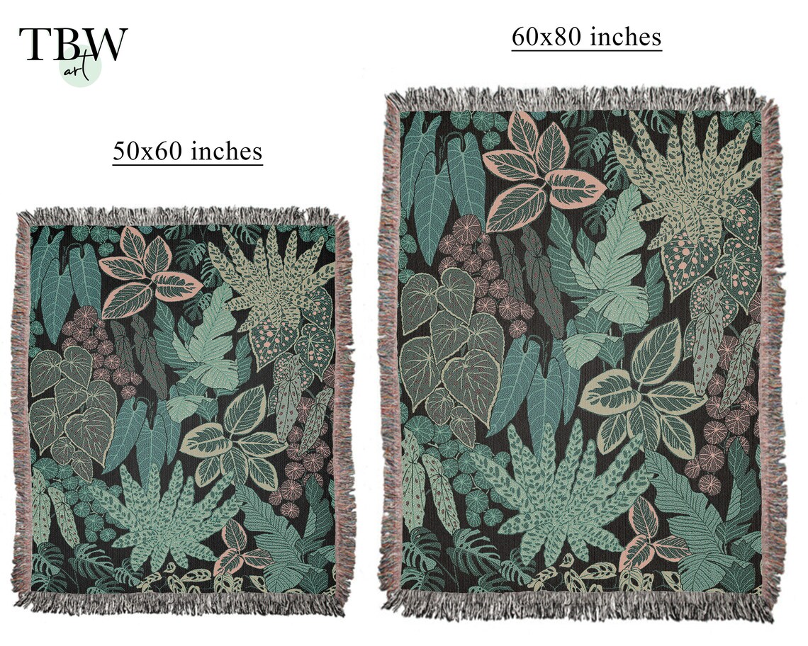 Botanical Throw Blanket Botanical Tapestry Plants Blanket Etsy