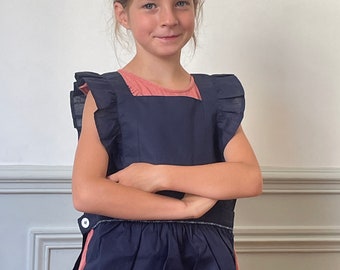 Blouse tablier d'école chasuble marine Margaux