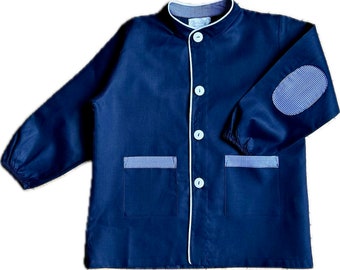 Blouse tablier d'école Augustin bleu marine personnalisé