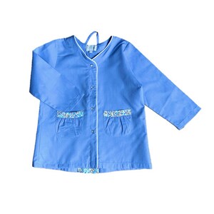 Personalized sky blue Inès school apron blouse