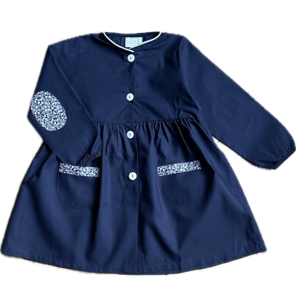 Blouse tablier d’école Juliette bleu marine personnalisée