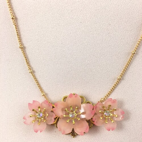 Cherry Blossom Necklace With Pearl Pendant Everyday Casual or Etsy