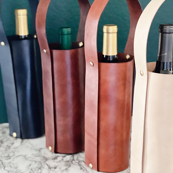 Wine Bottle Carrier Leather Etsy