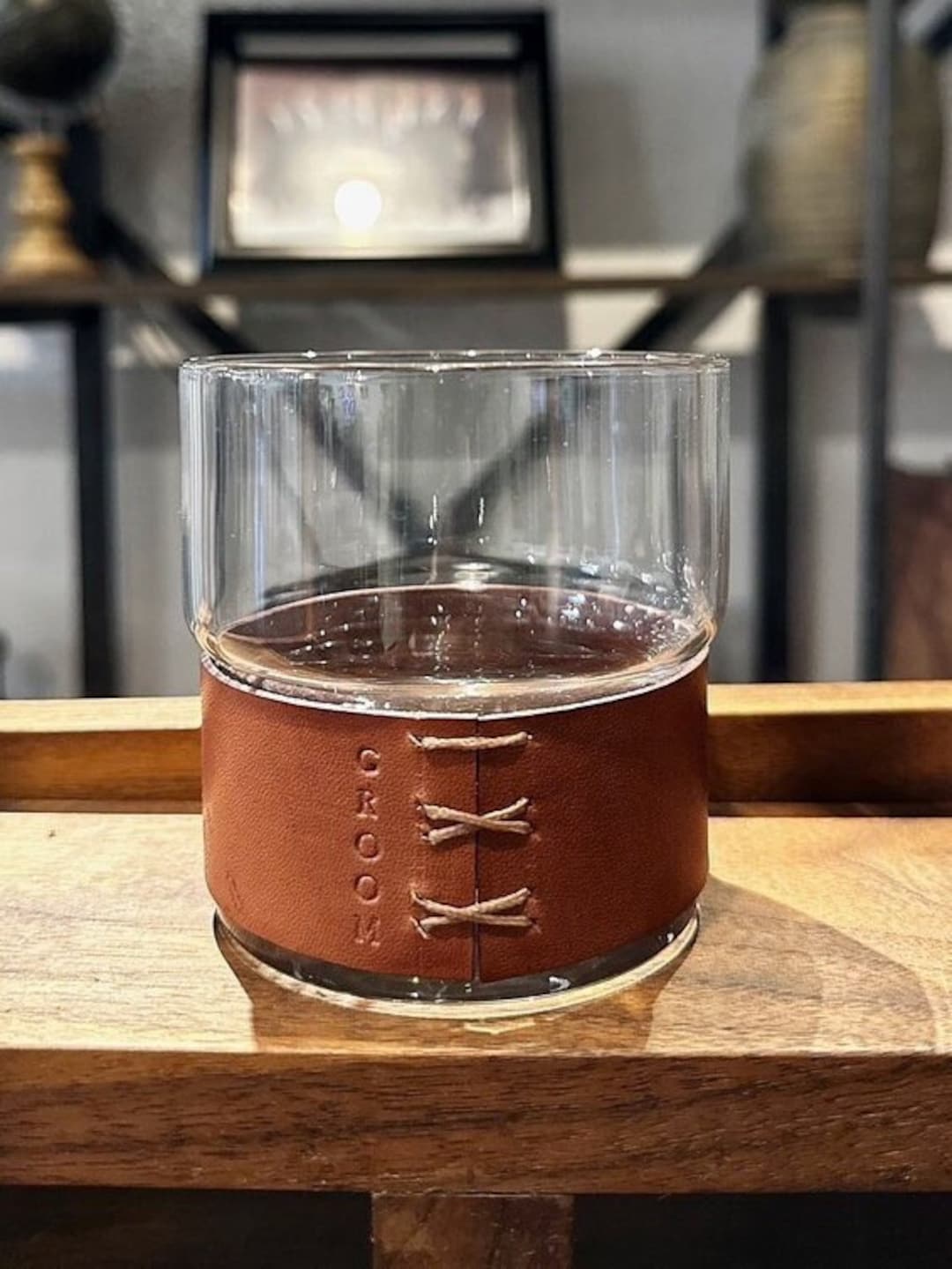 Personalized Leather-wrapped Whiskey Glass - 12 Oz - Etsy
