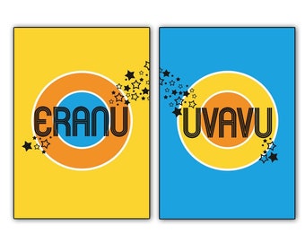 Set of 2 Shooting Stars Prints | Eranu & Uvavu! | Vic Bob | Gift | Gallery Wall | Christmas For Him | Man Cave Print | Funny